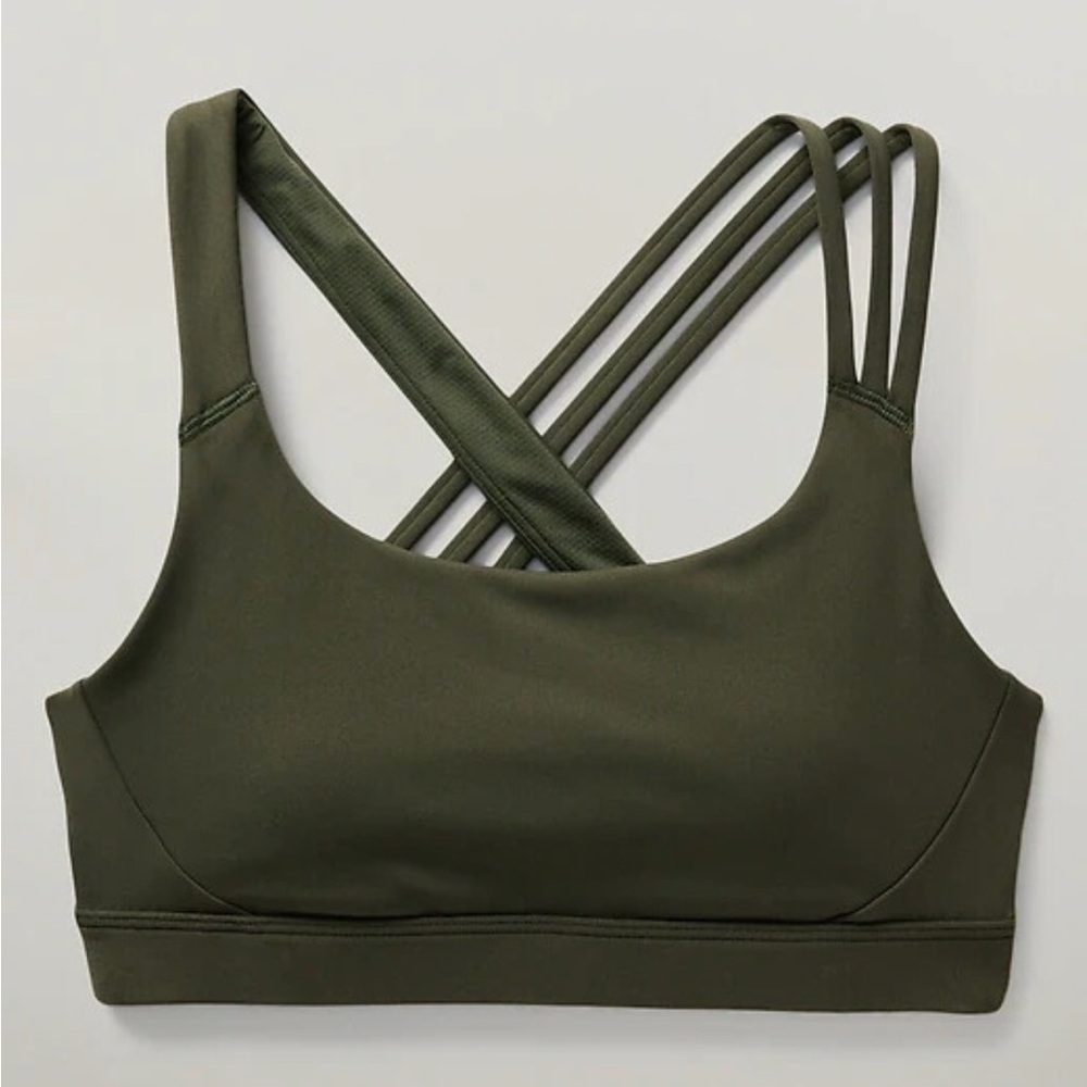 ATHLETA- S large Sports Bra Train Free Bra Aspen Olive Green- NWT